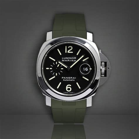 panerai military green rubber strap